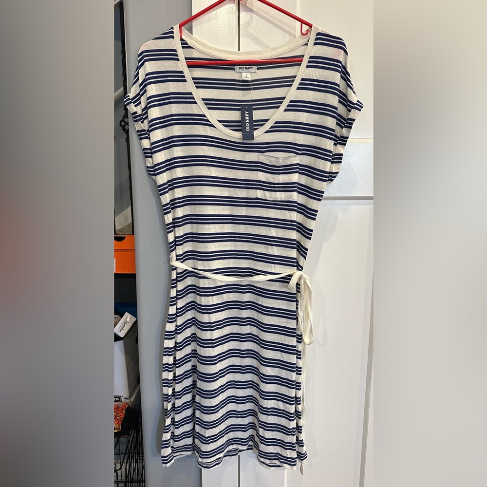 Old Navy Purple and White Striped Dress